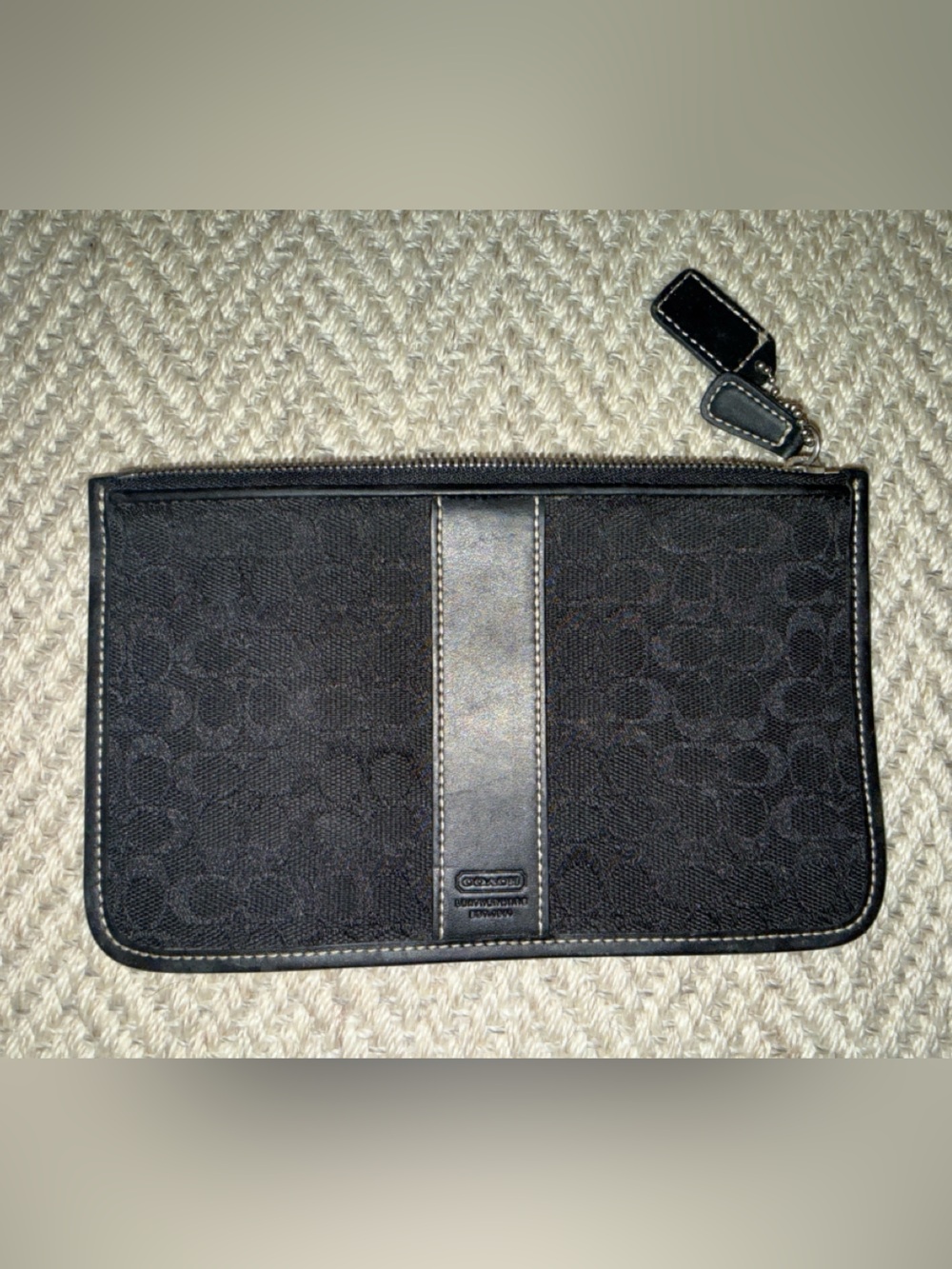 Coach Black Signature Zip-Around Wallet Organizer